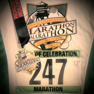 Celebration Marathon Shirt Medal and Bib