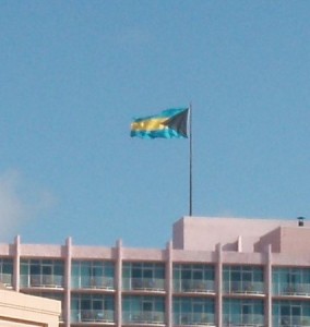 The Bahamian Flag blowing in the wind