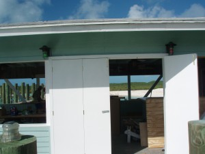 Bi-fold doors on the entrance to the Boaters Grille