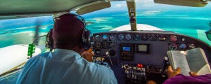 Looking out of the cockpit over the Exuma Island Chain