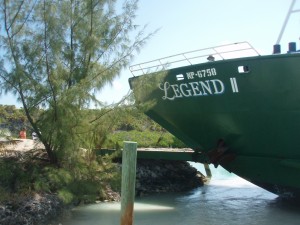 Freight Boat Legend II at Compass Cay's Loading Ramp