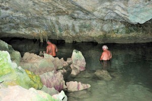 Barry and Rick in Cavern on Great Guana Cay near Little Farmers Cay