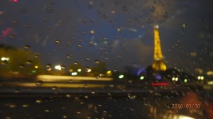 Eiffel Tower Lit Up - in the rain
