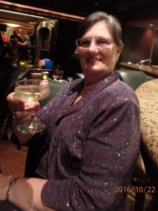 Charlene holding champagne glass
