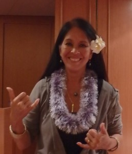 Hawaiian Instructor wearing traditional lei