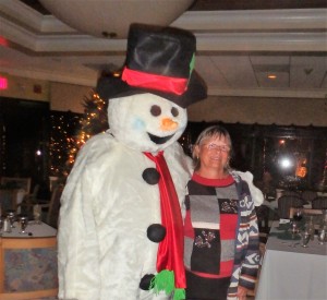 Ken dressed as a snowman with Jackie