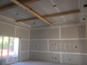 JP's great room with drywall and tape