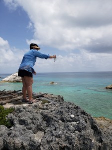 Charlene scattering ashes at Hester's Ruins July 2018