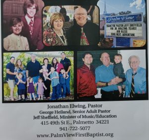 Church Bulletin with pictures of Jeff and his family