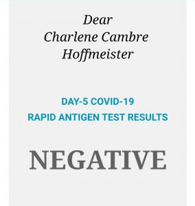 Screen Shot of Negative Covid Test Results