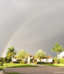rainbow over a house