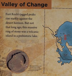 An informational sign about Ft. Rock's history.