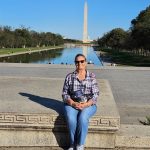Charlene with Washington Monument and Reflecting Pool behind