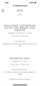 Invitation to Welcome Party and Wedding