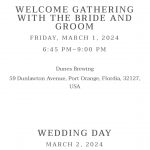 Invitation to Welcome Party and Wedding